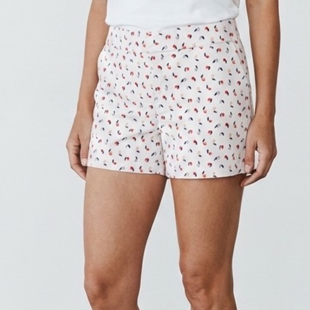 Maison Jules Womens White Fruit Print Chino Shorts Size 12 Cotton Stretch Summer